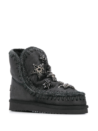 Mou Eskimo Boot 18cm Crystal Stars In Black