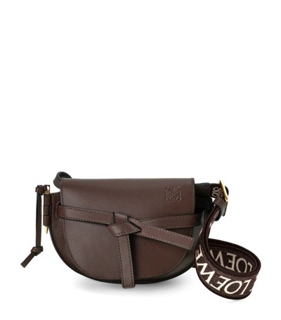 Shop Loewe Mini Leather Gate Dual Cross-body Bag In Brown