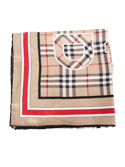 Shop Burberry Vintage Check Logo Print Scarf. Iconic And Timeless Print, Making This Accessory A In Beige