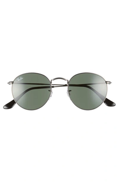 Shop Ray Ban Icons 50mm Round Metal Sunglasses In Gunmetal/ Green Solid