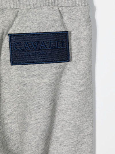 Shop Roberto Cavalli Junior Logo-patch Trackpants In Grey