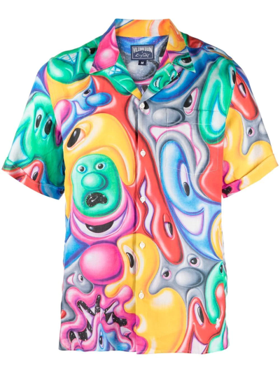 psychedelic button up shirt men button down dna print