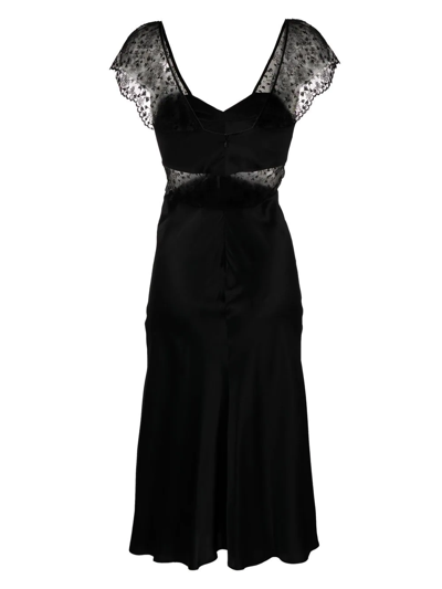 Shop Kiki De Montparnasse Cercle Lace-embellished Nightdress In Black
