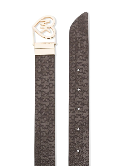 Shop Michael Kors Logo-print Faux Leather Belt In Brown