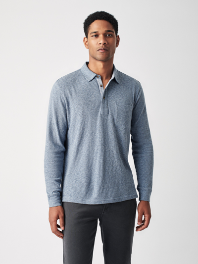 Shop Faherty Long-sleeve Luxe Solid Heather Polo Shirt In Flint Heather