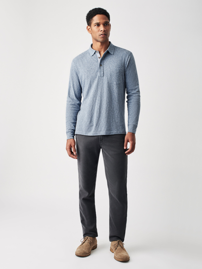 Shop Faherty Long-sleeve Luxe Solid Heather Polo Shirt In Flint Heather