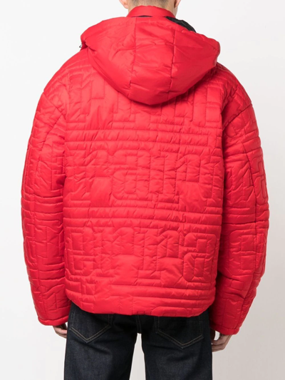 Shop Ferrari Quilted-logo Puffer Jacket In Red