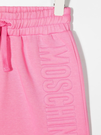 Shop Moschino Debossed-logo Detail Skirt In Pink