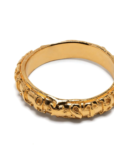 Shop Alighieri Logo-hammered Sterling-silver Ring In Gold