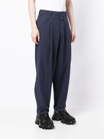 Shop Moncler Relaxed Chino Trousers In Blue