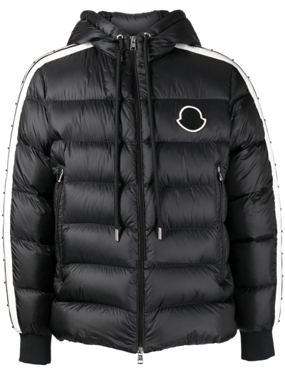 Moncler Stripe detail Padded Jacket In Black ModeSens