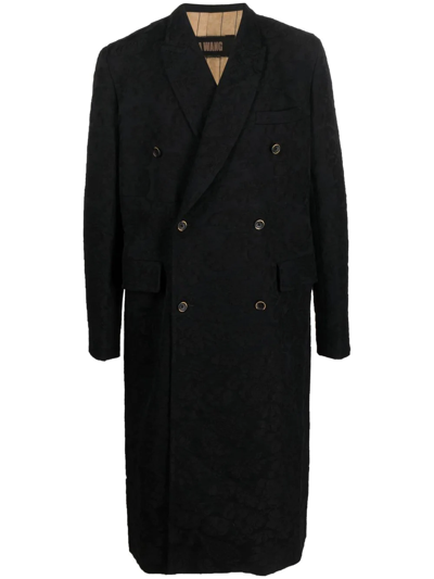 Shop Uma Wang Velvet Effect Double Breasted Coat In Black