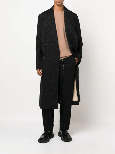Shop Uma Wang Velvet Effect Double Breasted Coat In Black