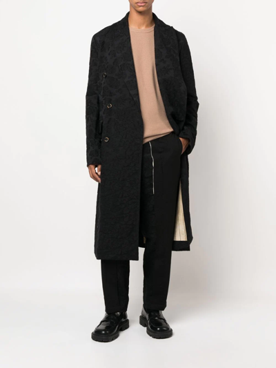 Uma Wang Velvet Effect Double Breasted Coat In Black