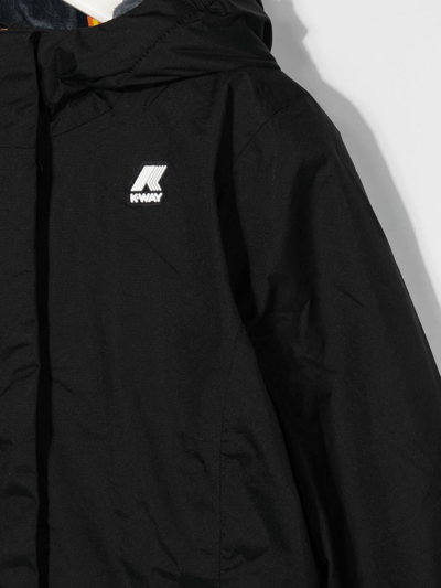 K-way Logo-patch Hooded Padded Jacket In Black