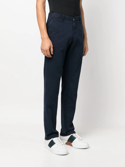 Shop Incotex Straight-leg Cotton Trousers In Blue