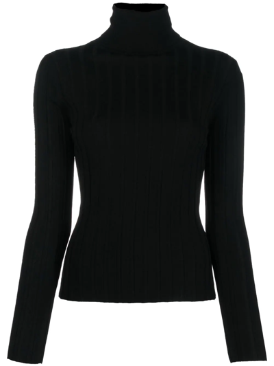 Shop Allude Roll Neck Knitted Top In Black