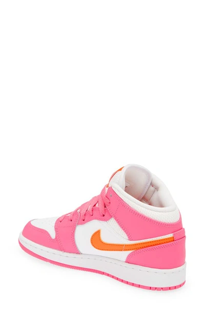 Shop Jordan Air  1 Mid Sneaker In Pinksicle/ Orange/ White