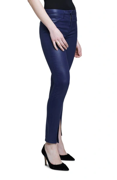 Shop L Agence Lagence Jyothi High Rise Skinny Jeans In Midnight Coated