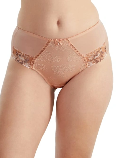 Shop Pour Moi Sofia Embroidered High-waist Brief In Latte