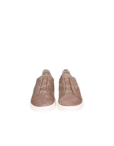 Shop Ermenegildo Zegna Triple Stitch Sneakers In Beige