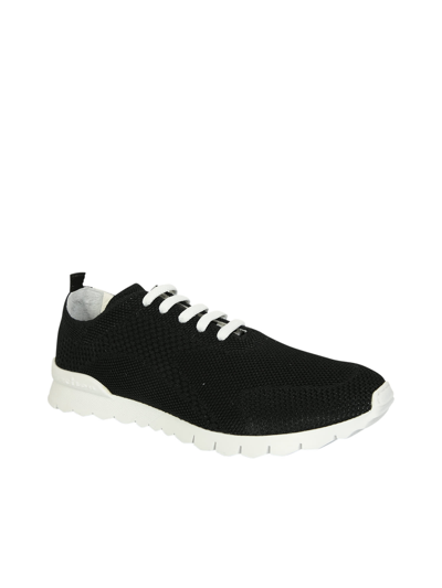 Kiton Perforated Fabric Slip-on Sneakers In Black