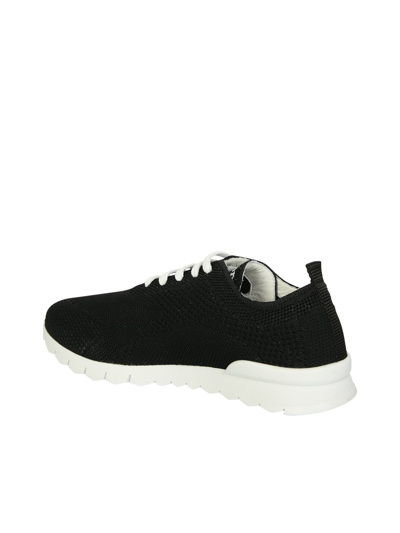 Kiton Perforated Fabric Slip-on Sneakers In Black