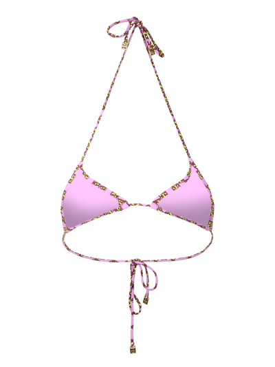 Shop Tory Burch Monogram Print Bikini Top In Purple