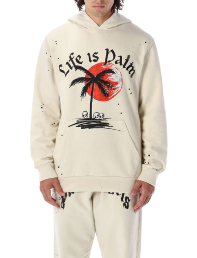 Shop Palm Angels Sunset Palm Hoodie In White