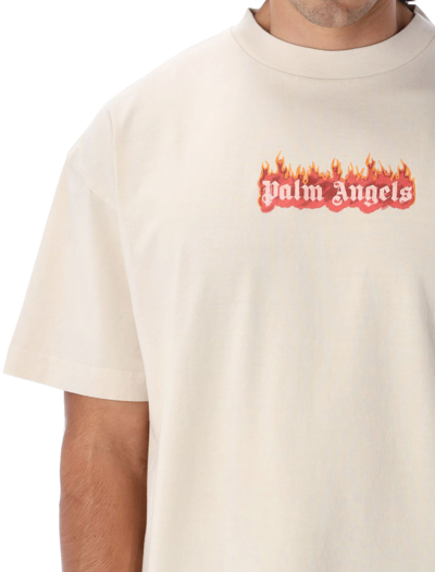 Shop Palm Angels Burning Logo T-shirt In White