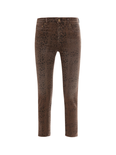 Shop Golden Goose Trouser In Leopard Tannin/black