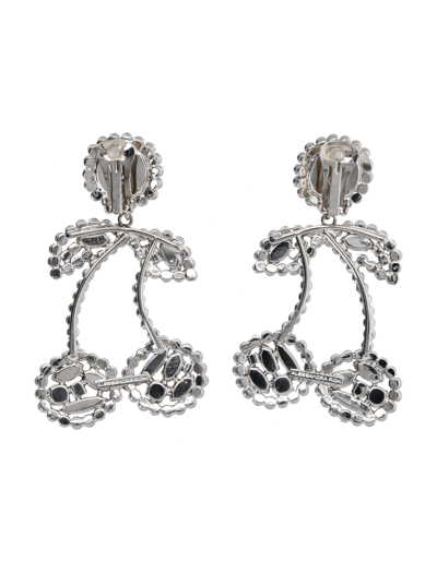 Shop Alessandra Rich Cherry Crystal Earrings In Crystal Silver