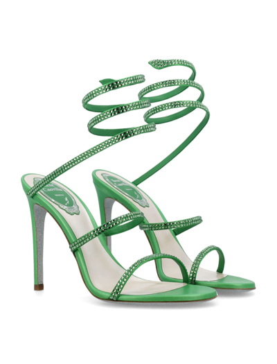 Shop René Caovilla Cleo Strass Sandals In Eterite Green