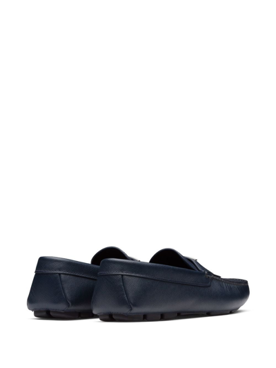 Shop Prada Triangle-logo Penny-slot Loafers In Blue