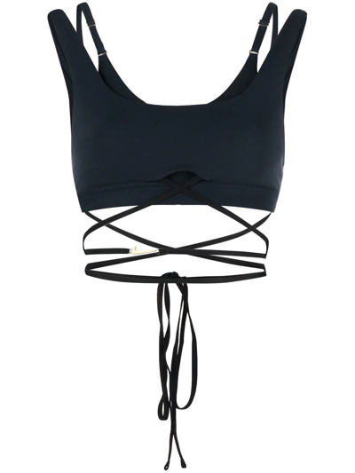 X Jacquemus Strap-detailed Sports Bra In Navy