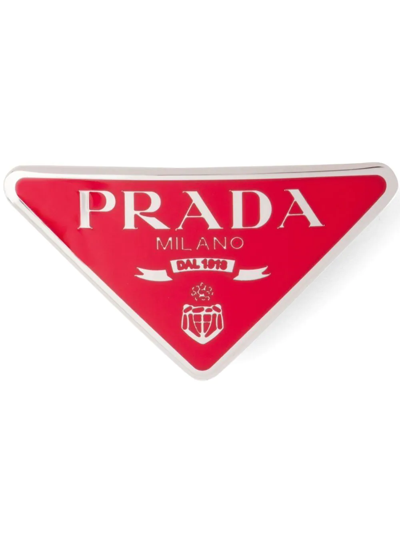 Shop Prada Logo-plaque Hair Clip In Red