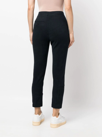 Shop Aspesi High-waisted Slim-fit Trousers In Blue