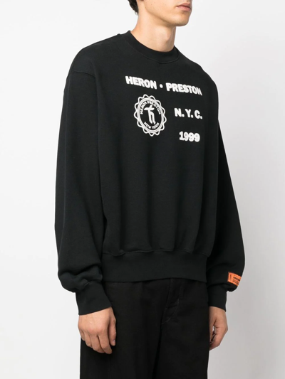 Heron Preston Medieval Heron Oversize Crewneck Sweatshirt In Black