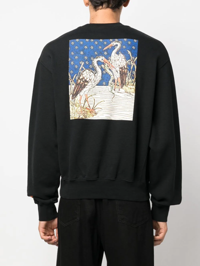 Heron Preston Medieval Heron Oversize Crewneck Sweatshirt In Black
