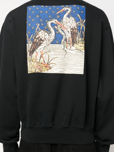 Heron Preston Medieval Heron Oversize Crewneck Sweatshirt In Black