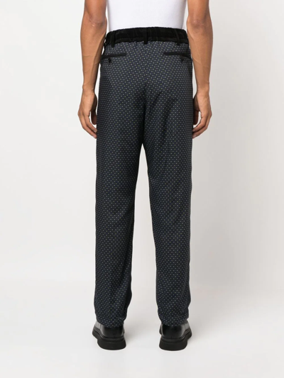 Shop Sacai Geometric-print Drawstring Trousers In Black