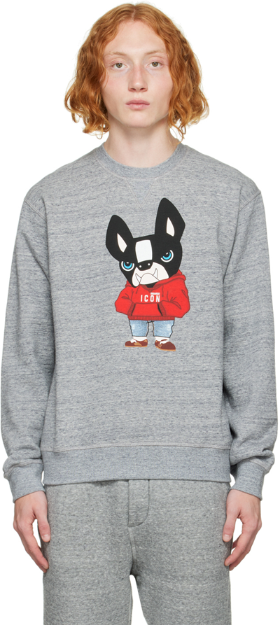Shop Dsquared2 Gray Red Ciro Sweatshirt In 860m Grey Melange