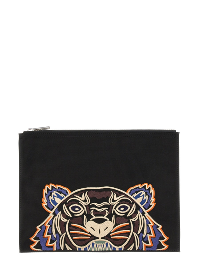 Shop Kenzo Large Pouch With Logo In Black