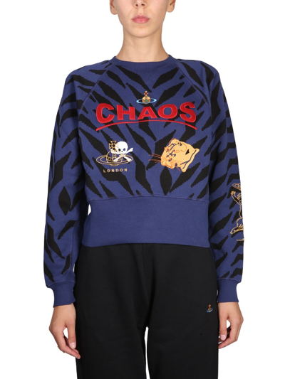 Shop Vivienne Westwood Sweatshirt With Logo Embroidery In Blue
