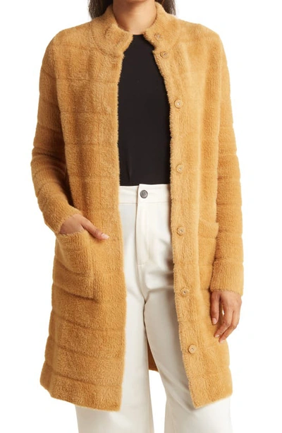 By Design Colette Quilted Faux Fur Jacket In Iced Coffee