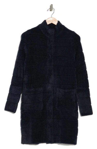By Design Colette Quilted Faux Fur Jacket In Black Iris