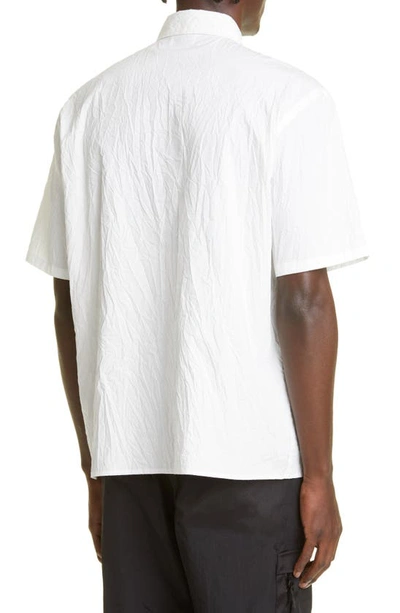 Shop John Elliott Crinkled Short Sleeve Button-down Shirt In White