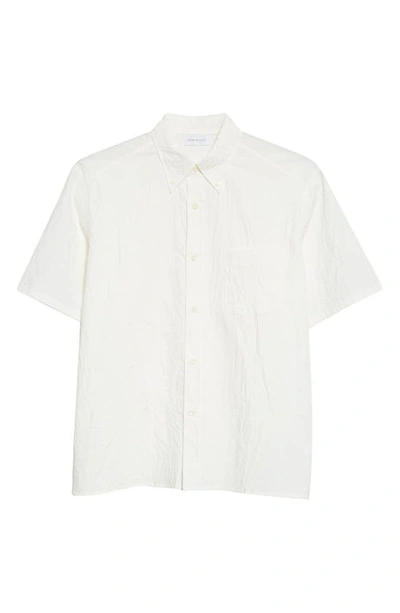 Shop John Elliott Crinkled Short Sleeve Button-down Shirt In White
