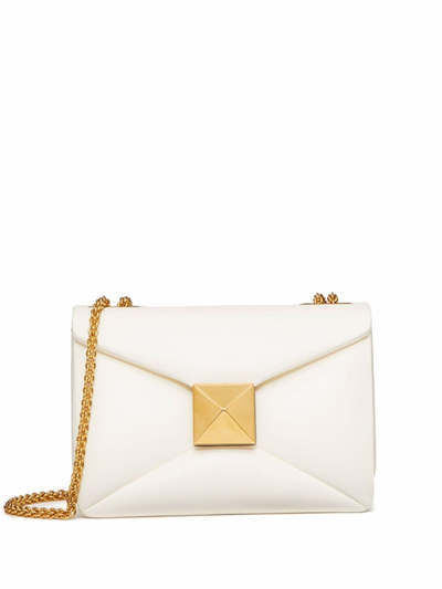 Shop Valentino One Stud Small Leather Shoulder Bag In White