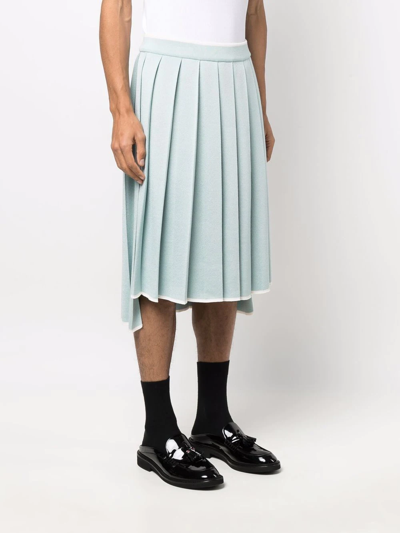 Shop Thom Browne High-low Pleated Skirt In Blue